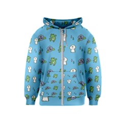 Frog Ghost Rain Flower Green Animals Kids  Zipper Hoodie by Mariart