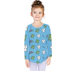 Frog Ghost Rain Flower Green Animals Kids  Long Sleeve Tee