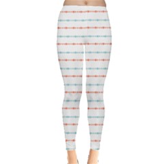 Line Polka Dots Blue Red Sexy Leggings  by Mariart