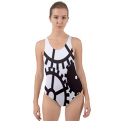 Machine Iron Maintenance Cut-out Back One Piece Swimsuit by Mariart