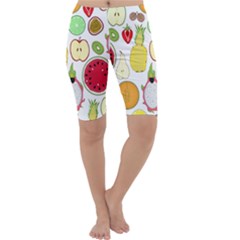 Mango Fruit Pieces Watermelon Dragon Passion Fruit Apple Strawberry Pineapple Melon Cropped Leggings  by Mariart