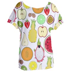 Mango Fruit Pieces Watermelon Dragon Passion Fruit Apple Strawberry Pineapple Melon Women s Oversized Tee by Mariart