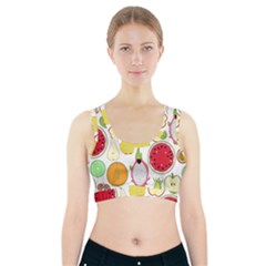 Mango Fruit Pieces Watermelon Dragon Passion Fruit Apple Strawberry Pineapple Melon Sports Bra With Pocket