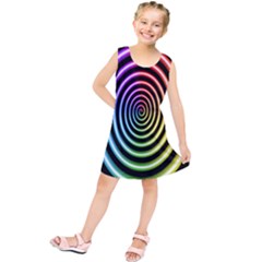 Hypnotic Circle Rainbow Kids  Tunic Dress by Mariart