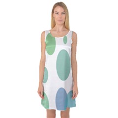 Polka Dots Blue Green White Sleeveless Satin Nightdress