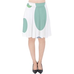 Polka Dots Blue Green White Velvet High Waist Skirt