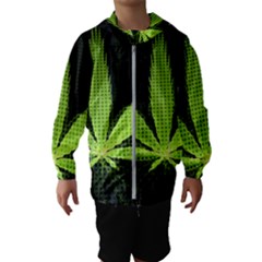 Marijuana Weed Drugs Neon Green Black Light Hooded Wind Breaker (kids) by Mariart