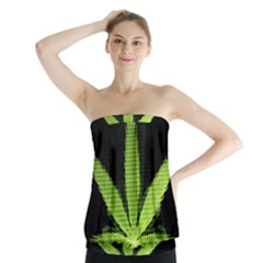 Marijuana Weed Drugs Neon Green Black Light Strapless Top