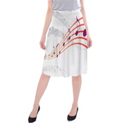 Musical Net Purpel Orange Note Midi Beach Skirt by Mariart