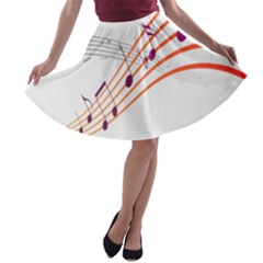 Musical Net Purpel Orange Note A-line Skater Skirt by Mariart