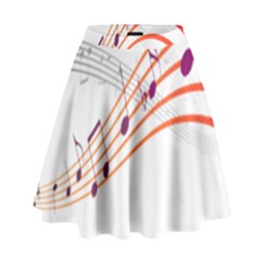 Musical Net Purpel Orange Note High Waist Skirt by Mariart