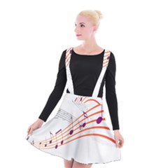 Musical Net Purpel Orange Note Suspender Skater Skirt by Mariart