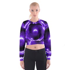 Purple Black Star Neon Light Space Galaxy Cropped Sweatshirt by Mariart