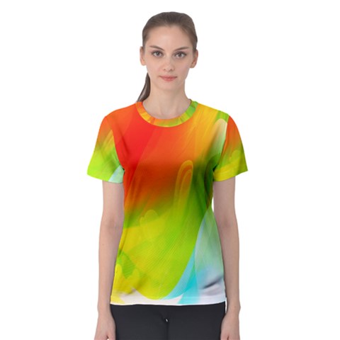 Red Yellow Green Blue Rainbow Color Mix Women s Sport Mesh Tee by Mariart