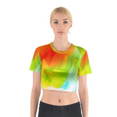 Red Yellow Green Blue Rainbow Color Mix Cotton Crop Top