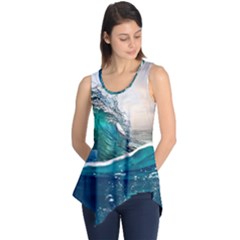 Sea Wave Waves Beach Water Blue Sky Sleeveless Tunic by Mariart