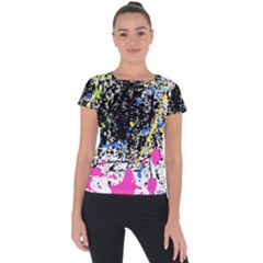 Spot Paint Pink Black Green Yellow Blue Sexy Short Sleeve Sports Top 