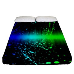 Space Galaxy Green Blue Black Spot Light Neon Rainbow Fitted Sheet (california King Size)