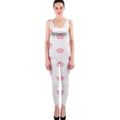 Star Pink Flower Polka Dots Onepiece Catsuit by Mariart