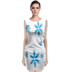 Star Flower Blue Sleeveless Velvet Midi Dress by Mariart