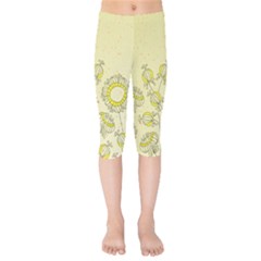 Sunflower Fly Flower Floral Kids  Capri Leggings  by Mariart