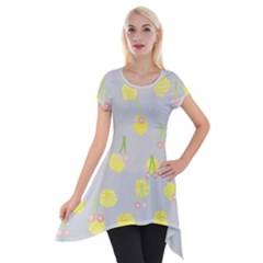 Cute Fruit Cerry Yellow Green Pink Short Sleeve Side Drop Tunic by Mariart