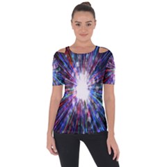 Seamless Animation Of Abstract Colorful Laser Light And Fireworks Rainbow Short Sleeve Top