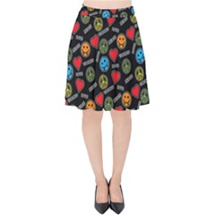 Pattern Halloween Peacelovevampires  Icreate Velvet High Waist Skirt