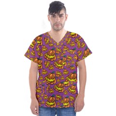 1pattern Halloween Colorfuljack Icreate Men s V-neck Scrub Top