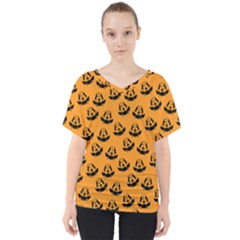 Halloween Jackolantern Pumpkins Icreate V-neck Dolman Drape Top