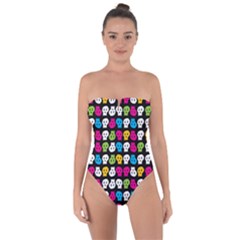 Pattern Painted Skulls Icreate Tie Back One Piece Swimsuit