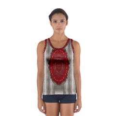 Strawberry  With Waffles And Fantasy Flowers In Harmony Sport Tank Top  by pepitasart