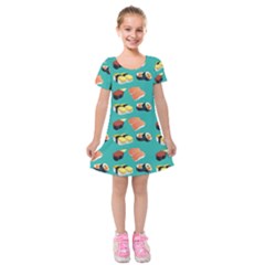 Sushi Pattern Kids  Short Sleeve Velvet Dress by Valentinaart