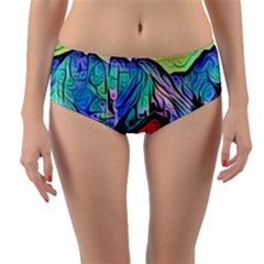 Magic Cube Abstract Art Reversible Mid-waist Bikini Bottoms by NouveauDesign