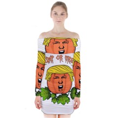 Trump Or Treat  Long Sleeve Off Shoulder Dress by Valentinaart