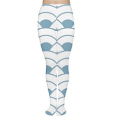 Art Deco,shell Pattern,teal,white Women s Tights by NouveauDesign