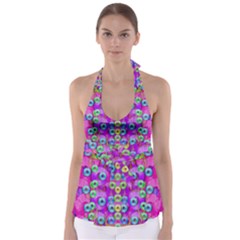 Festive Metal And Gold In Pop Art Babydoll Tankini Top by pepitasart