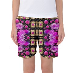 Flowers And Gold In Fauna Decorative Style Women s Basketball Shorts by pepitasart