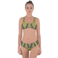 Green Floral Art Nouveau Criss Cross Bikini Set by NouveauDesign