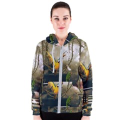 Funny Parrots In A Fantasy World Women s Zipper Hoodie by FantasyWorld7