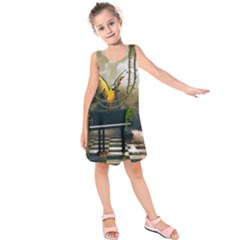 Funny Parrots In A Fantasy World Kids  Sleeveless Dress by FantasyWorld7