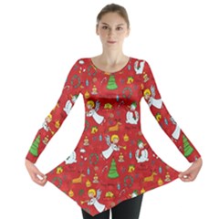 Christmas Pattern Long Sleeve Tunic  by Valentinaart