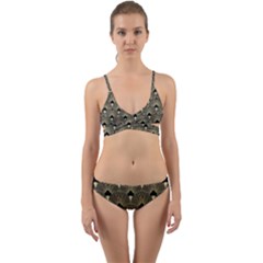 Art Deco Fan Pattern Wrap Around Bikini Set