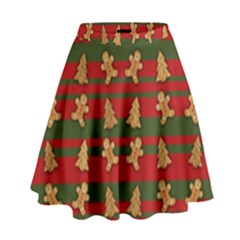 Ginger Cookies Christmas Pattern High Waist Skirt