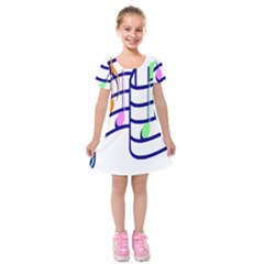 Music Note Tone Rainbow Blue Pink Greeen Sexy Kids  Short Sleeve Velvet Dress by Mariart