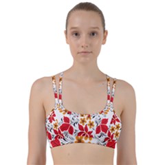 Flower Red Rose Star Floral Yellow Black Leaf Line Them Up Sports Bra by Mariart