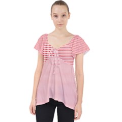 Red Polka Dots Line Spot Lace Front Dolly Top