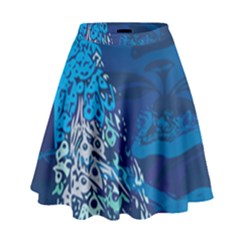 Peacock Bird Blue Animals High Waist Skirt