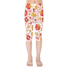 Wreaths Flower Floral Sexy Red Sunflower Star Rose Kids  Capri Leggings 