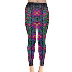 Flowers From Paradise Colors And Star Rain Leggings  by pepitasart